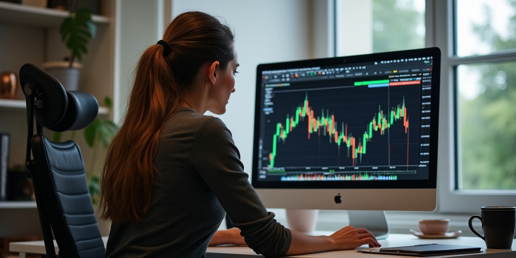 woman trading using binary options signals